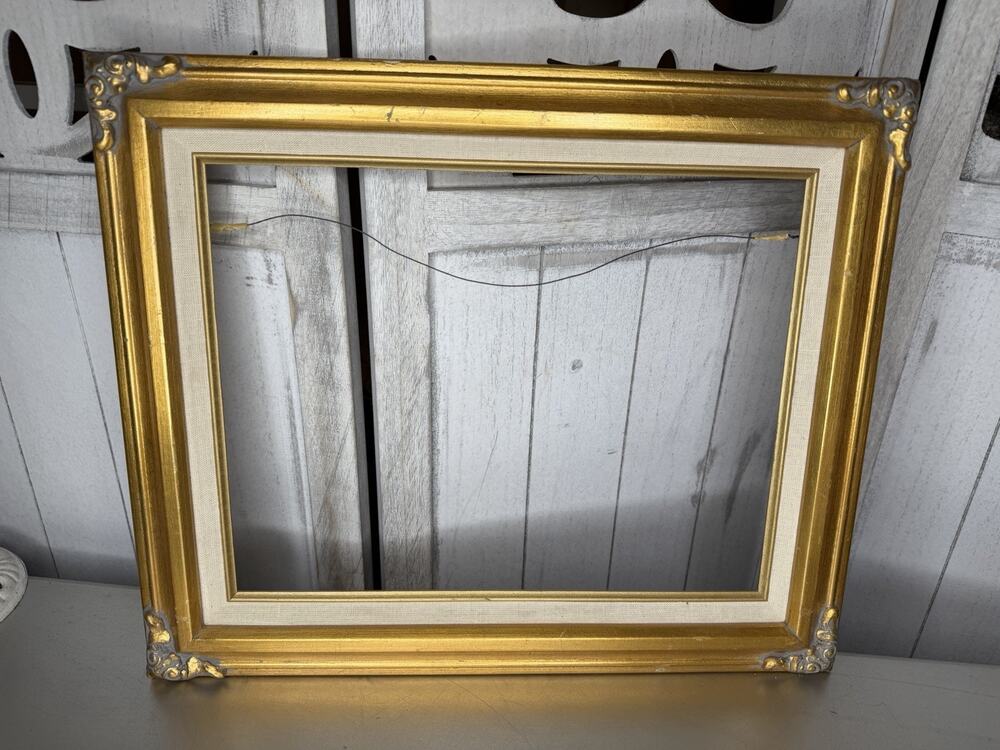 Vintage Gold Solid Wood Picture Frame Made In Mexico Victorian 17inx14.5in